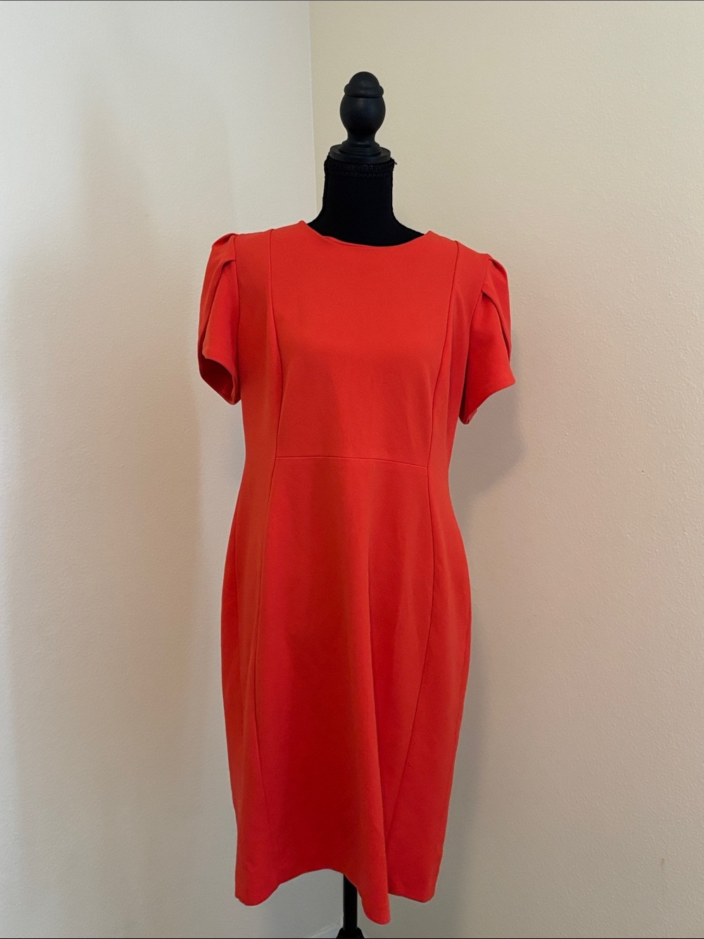 Calvin Klein Tulip Sleeve Sheath Dress | Orange | Size 14